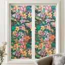 Amiya Stained Glass Window Film,Rainbow Window Privacy Film,Non-Adhesive Reusable Decorative for Home,Room,Door 23.6x78.7Inch,Floral, 23.6 X157.5 inches