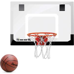 SKLZ Pro Mini Indoor Basketball Hoop with Ball, Over the Door, Shatter-Proof Backboard, Spring-Action Break-Away Steel Rim, Great for Home, Dorm Room, and Office