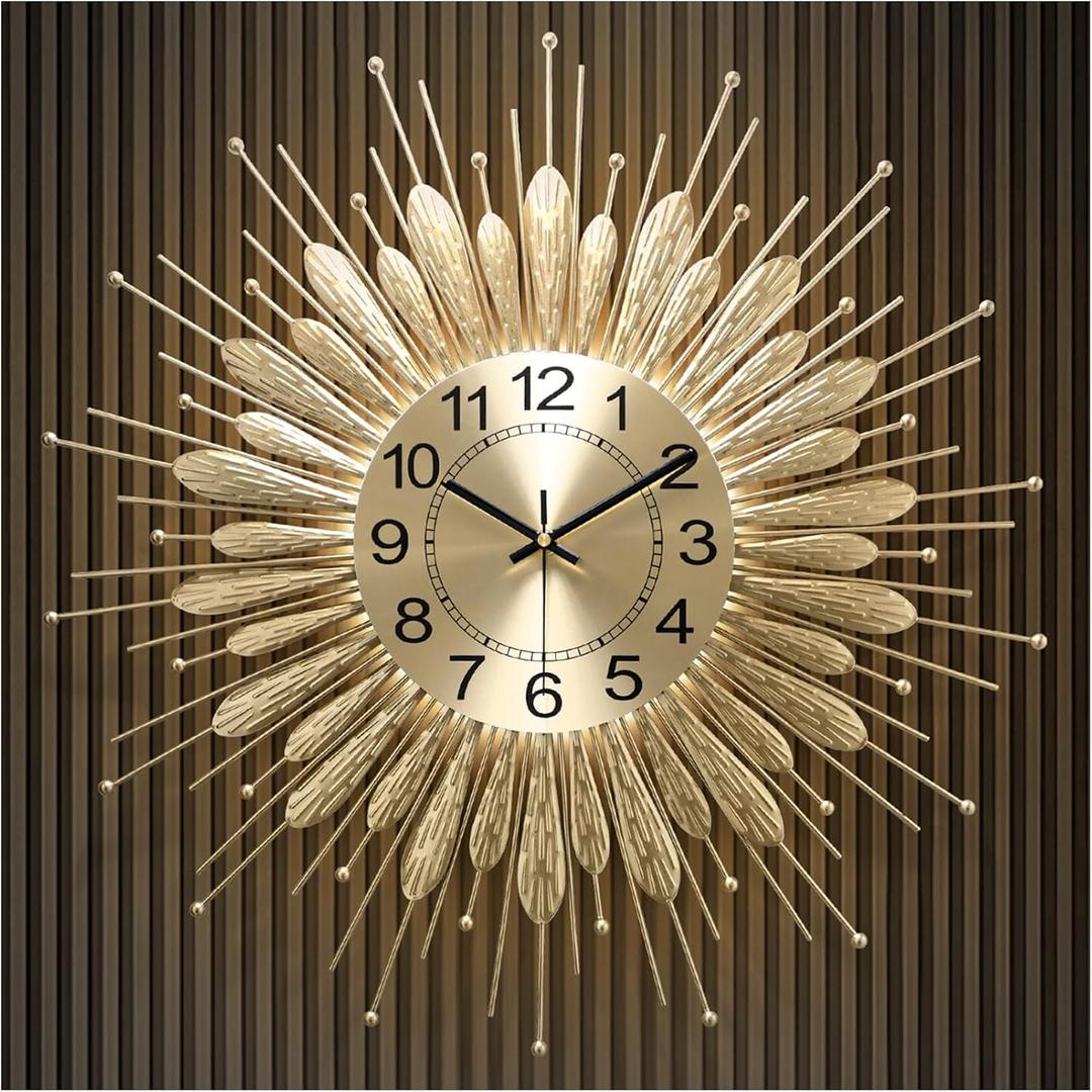 27" Gold Mid Century Modern Wall ClockBattery Operated Decorative Decorative Metal Wall Clock for Living Room/Bedroom/Office/Bathroom Wall Art&Clocks