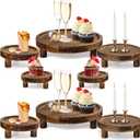 8PCS Wooden Risers for Display Wood Cake Stand for Party Round Food Risers for Buffet Wooden Holder Rustic Riser for Decor Tiered Tray Decor Home Kitchen (Rustic, 8 PCS (10", 8, 6, 5))