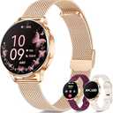 Smart Watches for Women, 1.27″ AMOLED Fitness Tracker with Heart Rate SpO2 Sleep Monitor, 3 Bands, 120+ Sport Modes, Call & Notifications, Smartwatch for Android & iPhone Compatible, 40 mm Rose Gold