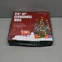 5 FT Pop Up Christmas Tree with Timer Lights and Decorations, Green Artificial Tinsel Christmas Tree with 24 Ball Ornaments, Collapsible Pencil Tree for Home, Office, Holiday Party