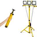 15000LM Work Lights with Stand, IP66 Waterproof 6000K LED Work Light with Foldable Tripod Stand, 3 Head Portable Work Light with Individual Switch for Indoor Outdoor Lighting