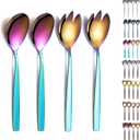 Evanda Rainbow Salad Server Set 4 Pieces, Titanium Rainbow Plating Stainless Steel Salad Serving Set, Salad Spoon, Salad Servers, Salad Fork, Dishwasher Safe