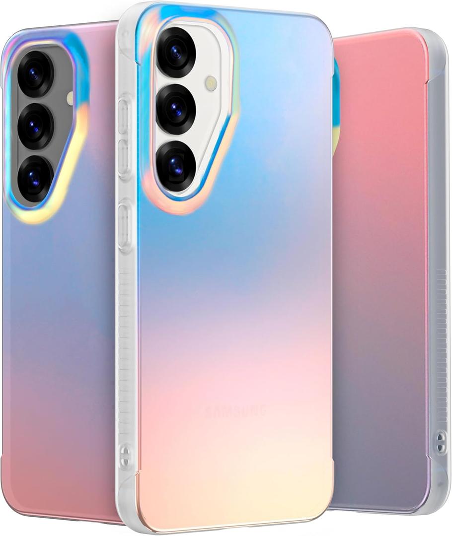 LONLI Hue - for Samsung Galaxy S25 Phone Case - [360 Shock-Absorbent Bumper | Cute, Unique and Aesthetic Phone Cover for Girls and Women] - Holographic Iridescent