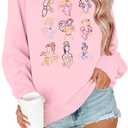 KIDDAD Magical Princess Sweatshirts for Women Cute Embroidered Long Sleeve Sweater Magic Family Vacation Pullover Top (Pink, XXL)