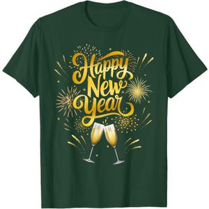 New Years Eve Party Supplies 2026 Happy New Year Fireworks T-Shirt, Size Medium