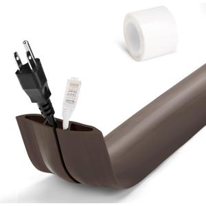 4 FT Cord Hider Floor - Brown Floor Cable Hider, Wire Covers for Cords Prevent Cable Trips, Floor Cord Cover, Power Cable Management Cord Protector, Cable Cover Channel 0.6" (W) x 0.31" (H)