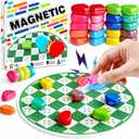 2-in-1 20 Colorful Magnet Game with String and Silicone Mat, Magnetic Stones Game for Kids, Magnetic Chess Set, Puzzle Strategy Games for Family and Party, 2 Player Magnetic Chess Game