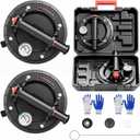 ZHJAN 8" Heavy Duty Glass Suction Cups (2 Pack) with Pressure Gauge  880 lbs Lift Capacity  Industrial Vacuum Lifters with Carrying Case for Large Glass, Tile, Granite, Window Replacement