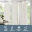 Elrene Home Fashions Matine Weatherproof Tab-Top Indoor/Outdoor Solid Color Curtain Panel for Porch, Pergola, Patio, Deck, 52W x 95L, Ivory