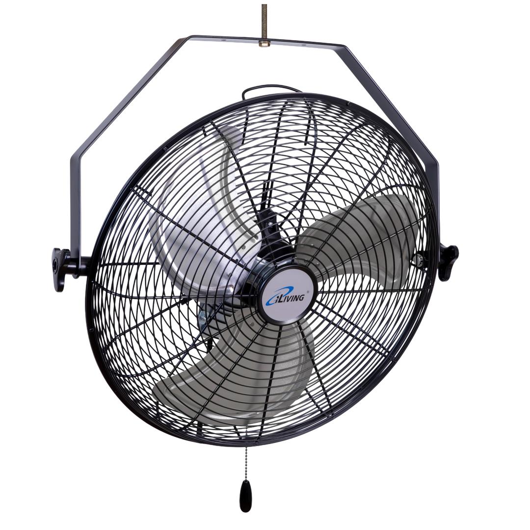 iLiving 20 Inch Wall Mount Fan, 4750 CFM High Velocity Metal Fan with 3 Speeds, Sealed Motor & 360° Tilt, Heavy Duty Wall/Ceiling Mount Fan for Garage, Warehouse, Barn, Greenhouse, Workshop