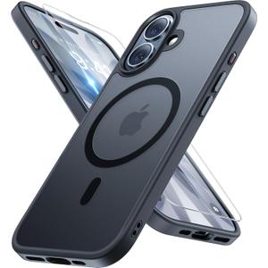 Miracase Magnetic for iPhone 17 Case (Compatible with MagSafe) with Screen Protector Military-Grade Protection, Anti-Fingerprint Translucent Matte Phone Cover for iPhone 17 6.3 inch, Black