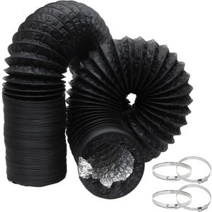 4 Inch Flexible Ducting Hose 16.5 feet, Black Aluminum Ducting Dryer Vent Hose with 2 Screw Clamps for Heating Ventilation Air Conditioning (HVAC), Boat Blower, Exhaust Grow Tents