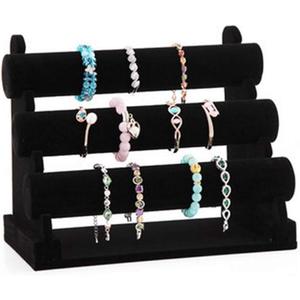 PowerKing 3 Tiers Black Velvet Jewelry Organizer Stand, Detachable Bracelet Display Stand and Holder, Jewelry Display Organizer for Bracelet Watch