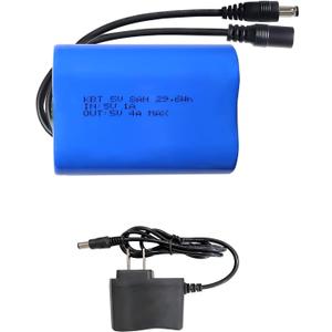 KBT 5V 8Ah Battery Pack with DC5521 Connector Cable & Battery Charger Compatible with 5 Volt Devices, RC Car, Robot, DIY, LED Light Strip