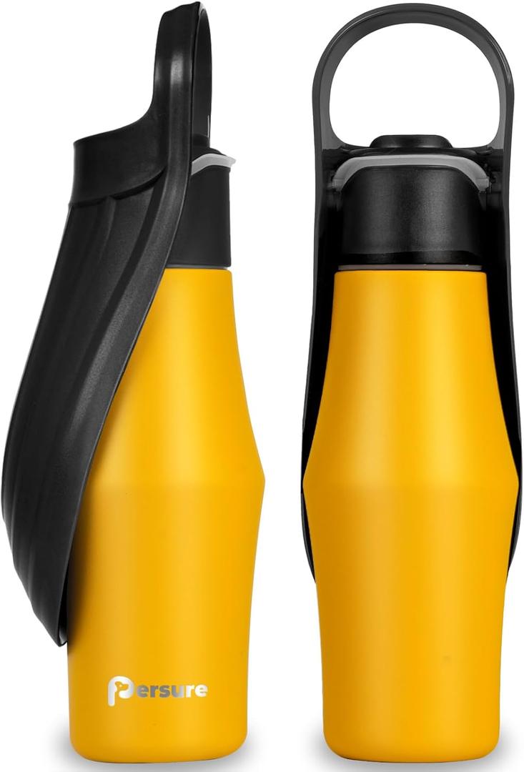 27 OZ Dog Water Bottle Portable Stainless Steel Convenient Pet Water Dispenser, Leak Proof Puppy Travel Water Bowl for Dog Outdoor Walking, Hiking, Perfect Size for All Dog Breeds, Yellow (1-Pack)