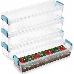 Tioncy 4 Blue Fabric Strip Case Jelly Cotton Fabric Patchwork Roll Storage Case Bulletin Board Border Bolt Storage Sewing Cloth Box for 2.5 in Cloth Strips Art Craft Organizer (13 x 4 x 3 in)