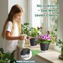 Meowell Self Watering Pots Set of 7 Assorted Size 4" to 8" Indoor Plant Pots with Drainage Holes and Clear Reservoir for Visible Water Level, Plastic Wicking Planter for House Plants & Flower, Black