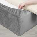 Velvet Bed Frame Cover, Bed Base Wrap Cover, Alternative to Traditional Valance Bed Sheet Skirt Cover, Fully Elastic Around The Base of Your Bed, Easy to Install(Light Grey, Twin Bed :47-51")