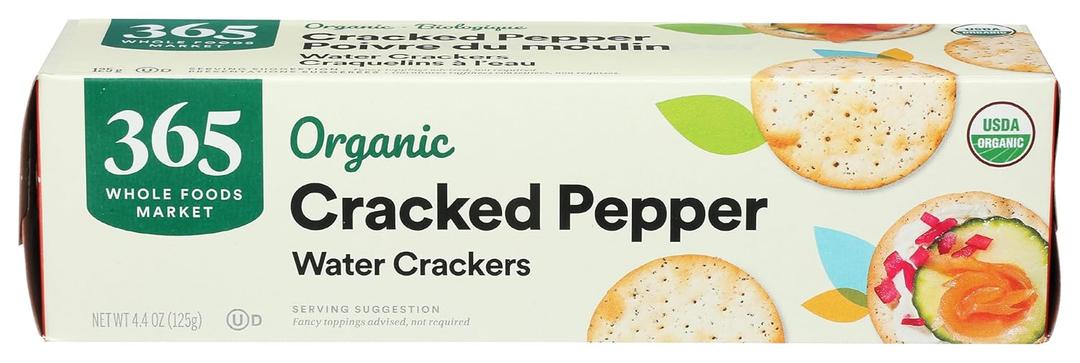 365 by Whole Foods Market, Organic Cracked Pepper Water Crackers, 4.4 Ounce, BB 10/20/2026