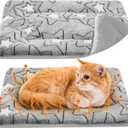 VitalCozy 2 Pack Self Warming Cat Mat Self Heating Pad Bed Reversible Machine Washable Reflects Body Heat Warm Thermal Pet Pad Crate Blanket for Feral and Indoor Cat(Double Star,21" X 14") (Grey)