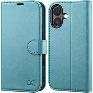 OCASE Compatible with iPhone 16 Wallet Case, PU Leather Flip Folio Case with Card Holders RFID Blocking Kickstand [Shockproof TPU Inner Shell] Phone Cover 6.1 Inch 2024, Ice Blue
