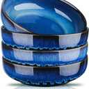 KOOV Ceramic Bowl, 46 OZ Pasta Bowls Set of 4, Large Salad Bowl Set, Dinner Bowls, Stackable Serving Bowls, Reactive Glaze Series (Nebule Blue)