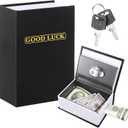 Havawish Gambling Metal Box Portable Winners Bank Casino Cash Box with Keys Good Luck Casino Player Safe Bank Wallet Book Safe for Cash Saving Go Home Money Gifts for Gambler
