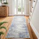 3x8 Hallway Washable Runner Rug - Non-Slip Kitchen Rugs with Rubber Backing Abstract Neutral Low-Pile Carpet Runners for Laundry Room Home Decor Bedroom Bathroom Entryway (Blue Gray,3x8)