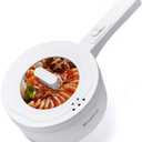 Rixhbvn Hot Pot Electric, 700W Non-Stick Frying Pan, Rapid Noodles Cooker, Mini Hot Pot for Steak, Egg, Oatmeal, Soup, with Power Adjustment, 1.8L, White