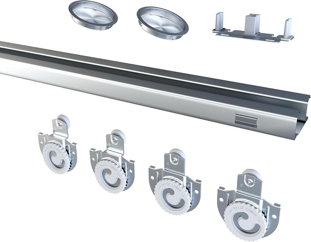 Bypass Sliding Door Track Hardware 60", Wardrobe Closet Door Steel Track Set, Easy to Install,Smoothly and Quietly, for 2 Door System