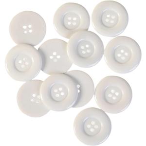 2 x Large Resin Sewing Buttons, 1-1/2 inch,38mm, 4-Hole, Multicolored Craft Buttons for DIY Projects, 30 Pack (White)