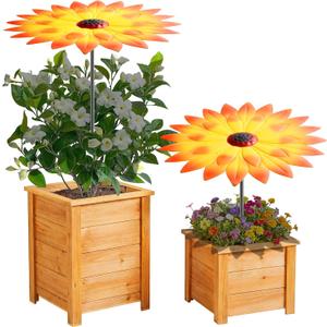 Axcoix 2 Pack Metal Plant Umbrellas for Outdoor Plants, 12" Realistic Flower Design Garden Plant Umbrella Shade, Decorative Sun Shade Disk for Plants, Potted Plants, Garden Beds