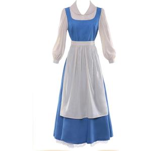 Visbion Beauty Belle Costume Maid Blue Dress Women Girls Princess Halloween Cosplay (XX-Large)