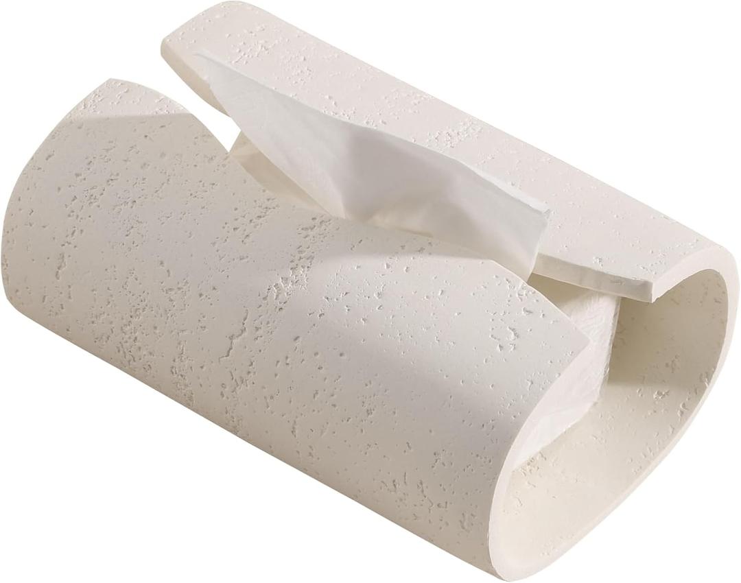 Tissue Box Cover Rectangle, Resin Facial Tissue Holder Covers Toilet Paper Holder, Tissue Holders Decorative Paper Dispenser Home Decor for Bathroom Kitchen Bedroom Living Room Office Cream