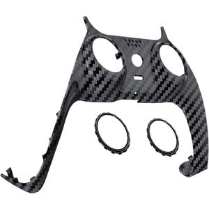 eXtremeRate Graphite Carbon Fiber Pattern Decorative Trim Shell Compatible with p s 5 Controller, DIY Replacement Clip Shell, Custom Plates Cover Compatible with p s 5 Controller with Accent Rings