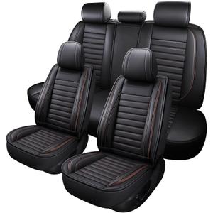 Car Seat Covers for Cars, Faux Leather Seat Covers for Cars SUV Super Breathable Universal Automotive Seat Covers Fit for Most Sedans Balck Brown (Full Set)