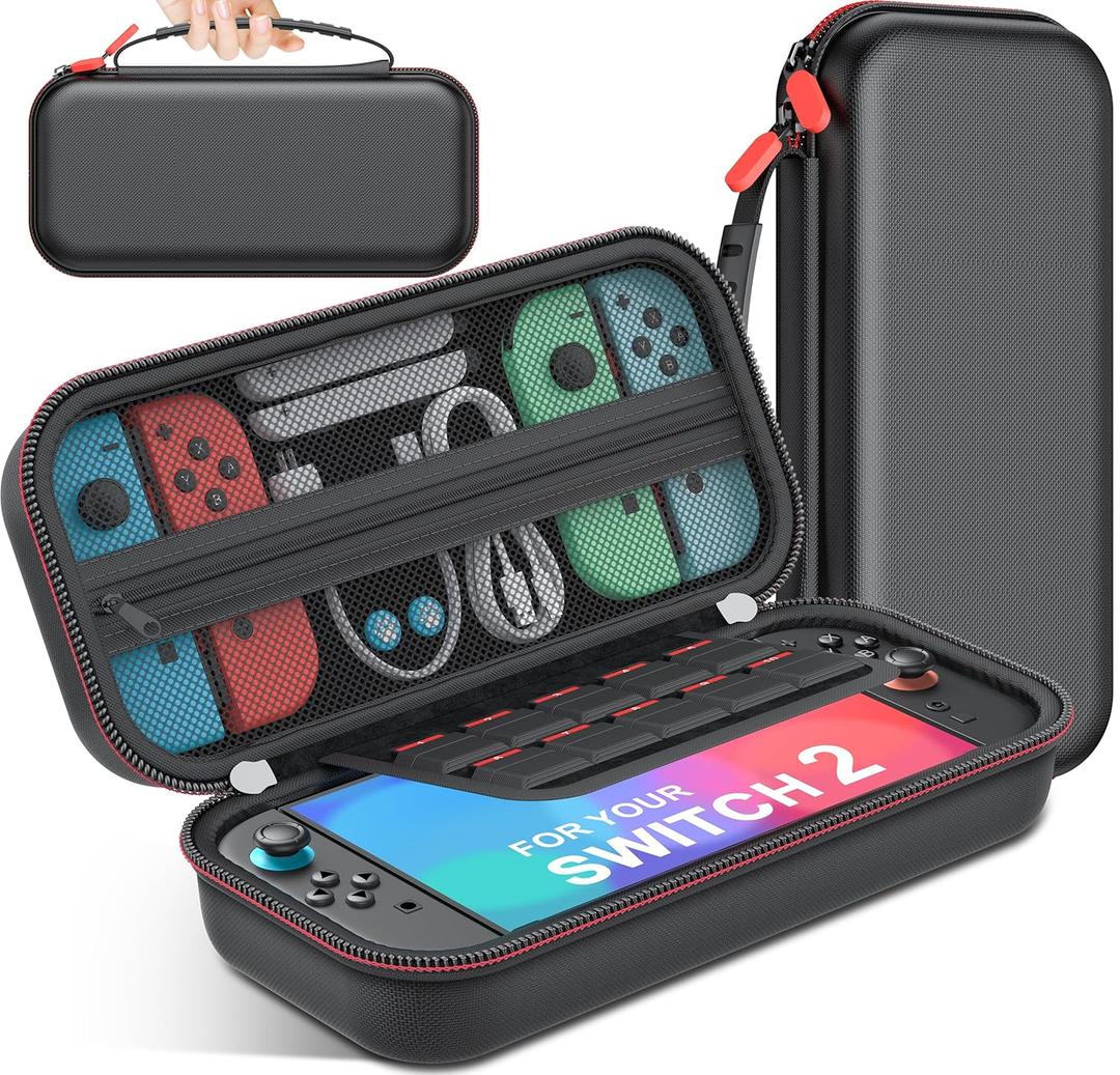 Spican for Switch 2 Case Compatible with Nintendo Switch 2 (2025) and Switch/Switch OLED, Switch Travel Carrying Case Hard Shell Protective for Nintendo Switch 2 Accessories and Switch 2 Games (Black)