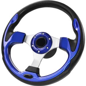 12.5inch Boat Steering Wheel, 3/4 Inch Axle Marine Steering Wheel Adapter, Anti-Slip Carbon Fiber for Boats, Yachts, Pontoon Boats Blue
