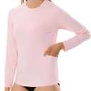 HODOSPORTS Rash Guard for Women UPF 50+ Swim Shirt with Pockets Sun Protection Shirts Lightweight Long Sleeve (Pink, L)