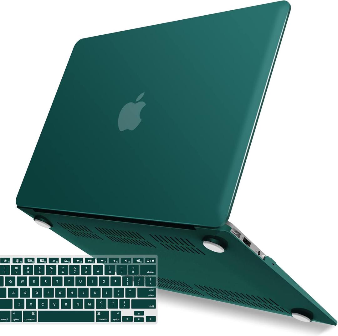IBENZER Compatible with Old Version MacBook Air 13 Inch Case (2010-2017 Release). Models: A1466 / A1369, Plastic Hard Shell Case with Keyboard Cover for Mac Air 13,Quezhal Green, A13QUGN+1