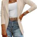 Womens Casual Long Sleeve Blazers Solid Color Knit Blazer Work Office Open Front Blazer Jacket (Beige, M)