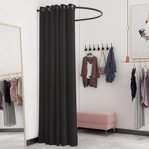HIYOUGO Fitting Room Kit, Clothing Store Dressing Room, Corner Changing Room with Black U Rod and Thick Blackout Curtains, Fashion Privacy Shelter Tend Cabana (Color : Black, Size : 95cm)