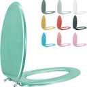 Elongated Toilet Seat Wood Toilet Seat Prevent Shifting with Zinc Alloy Hinges American Standard Size Toilet Seat Easy to Install also Easy to Clean(Elongated,Sparkling Turquoise)