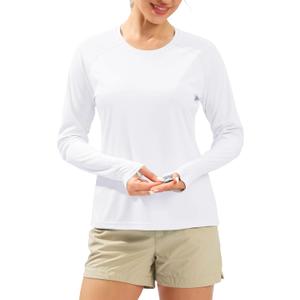 Women's UPF 50+ Sun Shirts Long Sleeve UV Protection Rash Guard Lightweight Quick Dry Workout Hiking Tops for Women (Medium, White)