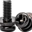 10 x 20 Pcs M3 Screws Assortment,Machine Screws with Nuts Washers, Phillips Head M3 x 10mm Black with Washers (20, M3)