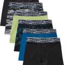 Hanes Boys' Big Performance Tween Boxer Brief Pack, X-Temp Mesh Stretch Underwear, Black, 6-Pack (Large)