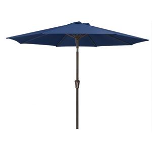 JEAREY 9FT Outdoor Patio Umbrella Outdoor Table Umbrella with Push Button Tilt and Crank, Market Umbrella 8 Sturdy Ribs UV Protection Waterproof for Garden, Deck, Backyard, Pool (Dark Blue)