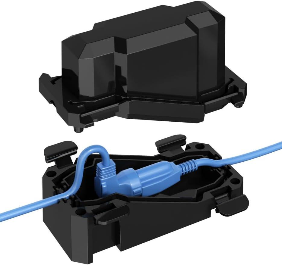 Small Weatherproof Outdoor Electrical Connection Box for 90 Angle Plugs734inch, IP66 Water-Resistant Extension Cord Cover for Plug, Extension Cables, Holiday Lights, Black